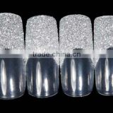 100pcs Glitter Silver French Style Clear False Nail HN590