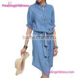 Paypal Accept Traditional Long Blue Denim Jeans Dress thumbnail-1