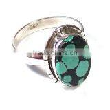 Turquoise Jewelry 925 Sterling Silver Rings Women Jewelry Single Stone Ring Designs Silver Rings thumbnail-1