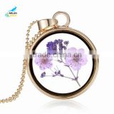 Frame purple flower pendant locket DIY necklace women