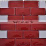 Red Color Crystal Glass Mosaic Tile of Indoor(PMGA091)