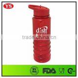 BPA Free Gray Plastic Water Drinking Bottle With Straw and Lid thumbnail-4