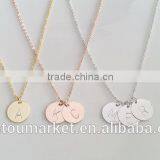 Rose Gold Letter Necklace Christmas Bridesmaid Gift Dainty Monogram Charm Delicate Disc Initial Necklace thumbnail-2