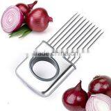 Onion Holder Vegetable Potato Cutter Slicer Gadget Stainless Steel Fork Slicing Odor Remover Kitchen Tool (Stainless Steel) thumbnail-6