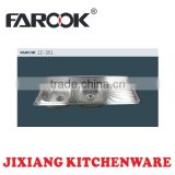 JZ-351 two bowl one drainboard stainless steel kitchen sink