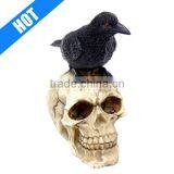 Raven on Skull Bird Crow Skeleton Resin Halloween Decoration Skeleton thumbnail-1