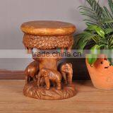 Thailand Style Solid Wood Carved Forest Elephant Little Chair, New Design Handcarved Shoe Changing Chair (BF01-X1175) thumbnail-1