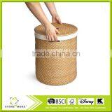 Hand Woven Rattan Laundry Hamper, Natural thumbnail-2