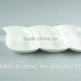 Fashion 3 Divided Leaf Shaped White Ceramic Porcelain Dishes For Restaurant Prices thumbnail-3