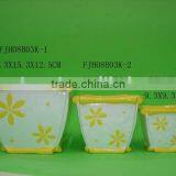 Square Flower Pot-flower Design-white Porcelain Butterfly Ornament thumbnail-1