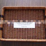 Brown Rect Wicker Tray With Short Leather Handles(factory Provide) thumbnail-1