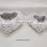Indoor Rattan Heart Planter With Snow thumbnail-1