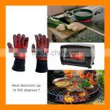 Heat Resistant Black With Red Silicone Flexible Cooking Baking BBQ Oven Grill Gloves Pan Holders Gloves thumbnail-3
