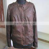 Lapel Badges Leather Wear Blouses Slim PU Jackets Women's Clothing thumbnail-1