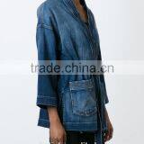 Hot Sale Unique Design Lady Denim Kimono Style Jackets for Sale thumbnail-1