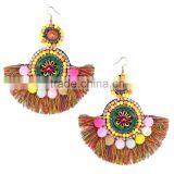 Bohemian Design Handmade Colorful Tassel Drop Earrings Jewelry thumbnail-2