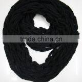 Fashion Winter Ladies Knitted Loop Noodle Acrylic Plain Handmade Crochet Scarf thumbnail-1