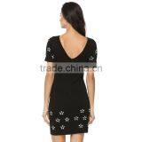Short Sleeve Snow Printed Short Dress Latest a Line Frocks Designs thumbnail-2