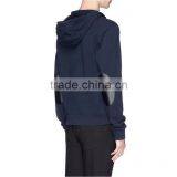 Neck Blank Hoodie Elbow Leather no Drawstring Leather Sleeve Sweatshirt thumbnail-4