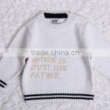 Words Embroidery Jersey Knitted Kids Pullover Sweater Crew Neck thumbnail-3