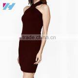 YIHAO New Fashion Short Solid Bodycon Cooktail Party Dress Red Sexy Ladies Bandage Dress thumbnail-3