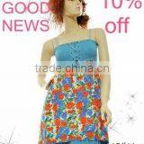 Women Denim Chiffon Stylish Casual Dress thumbnail-1
