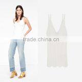 Elasticated Knit V-neck and Narrow Cross Straps Back Camisoles for Women thumbnail-5