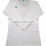 50% Polyester & 50% Cotton (1x1 Rib) White Long Sleeve Hospital Men's T- Shirts (White Bleached) thumbnail-1