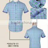 100% Cotton Latest Stylish Checked Fashion Short Sleeve Men Shirts for Summer thumbnail-3
