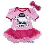 Newborn Baby Light Hot Pink Pirate Bodysuit Pettiskirt and Headband 0-18M thumbnail-1