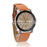 New Fashion Round Orange Battery Included Leatheroid Adjustable Wrist Watches