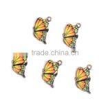 Zinc Based Alloy Butterfly Wing Charms Gold Plated Yellow Enamel thumbnail-1