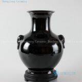 H12.5inch Shiny Black Handmade Ceramic Vase Wholesale thumbnail-1