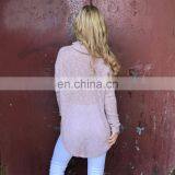 New Fashion Cotton Knit Woman Sweater Top With Curved Hem thumbnail-3