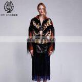 Wild Style Multicolored Goat Fur Coat Checked Merino Sheep Fur Jacket With Goat Fur Tassel Winter Women's Fashion Overcoat thumbnail-6