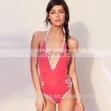 One Piece Hollow Out Plus Size Women Beach Wear Padded Bare Back Bikini thumbnail-1