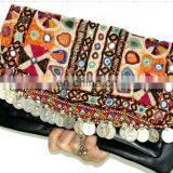 Stunning Coin Leather Rabbari Work Banjara Clutch Bag#gypsy#bohofashion#bohochic#suede thumbnail-1