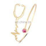 Latest Simple Metal Stethoscope Shaped Bangle Designs in Gold