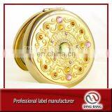 Hot Sale Popular Items Custom Made 70mm Company Souvenir Embossed Design Shiney Gold Metal Crystal Cosmetic Mirror thumbnail-1