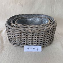 Outdoor Decorative Vintage Grey Storage Willow Basket for Garden Flower Plant