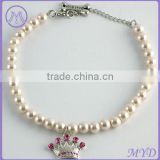 Pet Jewelry pearl beads crystal crown metal bone dog necklace