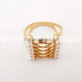 Newest Interlaced Fashion Gold Plating Pearl Ring Jewelry thumbnail-1