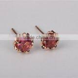 Fashion 10k Rose Gold Beatiful Flower Red Tourmaline Stud Earring Jewellery thumbnail-5