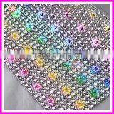 Wholesale Wedding Decoration Plastic Colorful Diamond Rhinestone Mesh Trimming