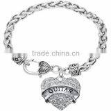 Genuine Austrian Clear Crystal "Guitar" Charm Chain Link Bracelet thumbnail-1