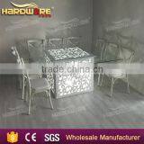 White Wedding Led Table , Square Dining White Table , Glass Top White Table thumbnail-2
