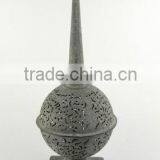 100016F- Engraved Sphere Metal Wire Candle Lantern W/torched Top