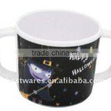 Unique Design Halloween Two Handle Melamine Kids Mug