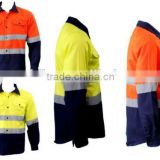 Hi-Vis Safety Workwear 100% Cotton Shirt Vented Long Sleeve w/ Reflective Tape