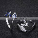 Synthetic Blue Gemstone High Quality cz Engagement Rings White Copper Jewelry thumbnail-6